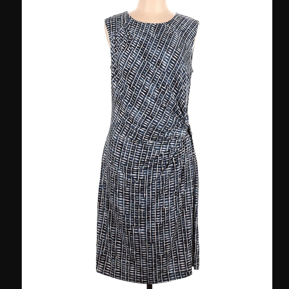 Nic + Zoe ruched twist sheath dress print, jersey sleeveless dress, medium